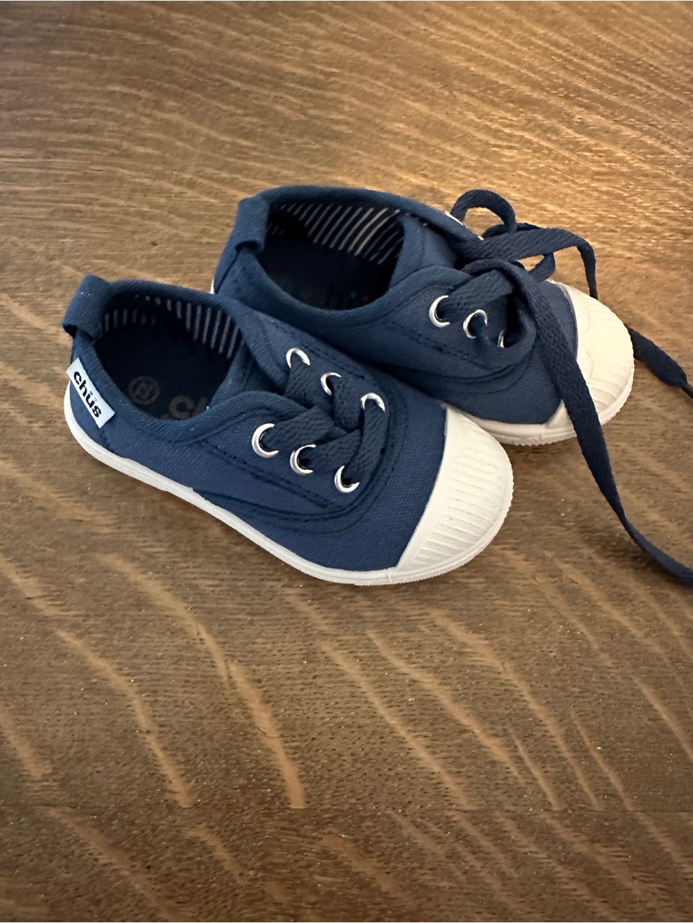 Kids Navy Canvas Sneakers with White Toe Cap